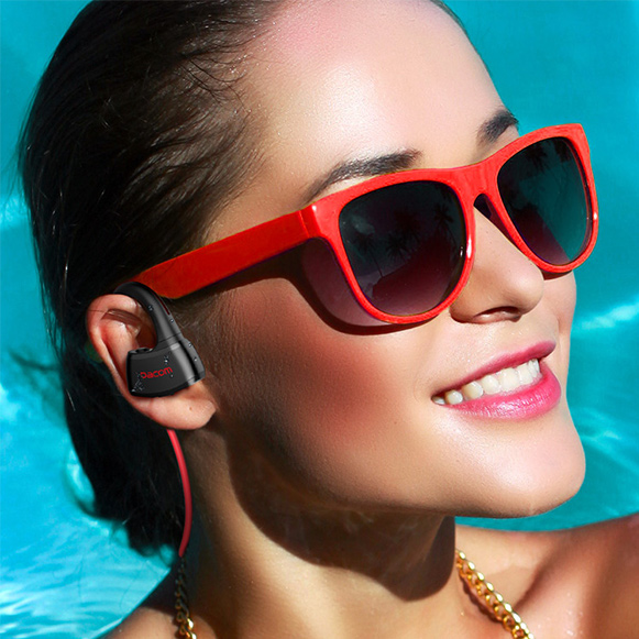 Sportovní bezdrátová Bluetooth sluchátka do uší s MP3 přehrávačem na sport. Dacom P10 MP3.